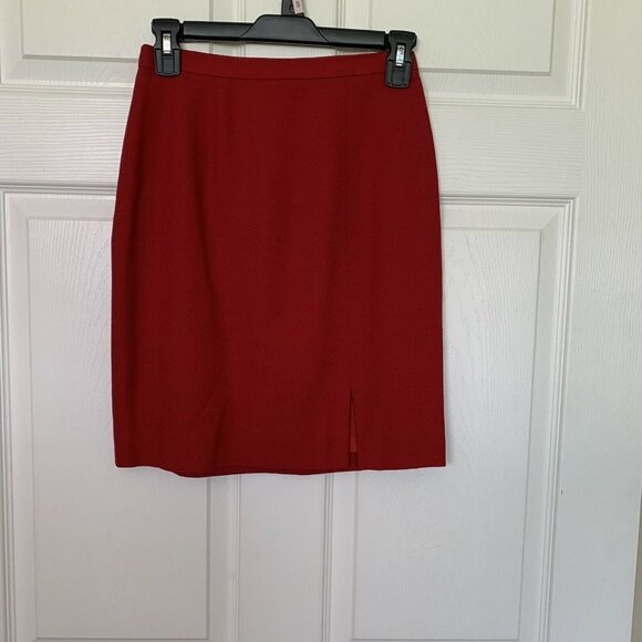 Vintage Women's Size 2 Petite Red Wool Pencil Skirt - Picture 1 of 7
